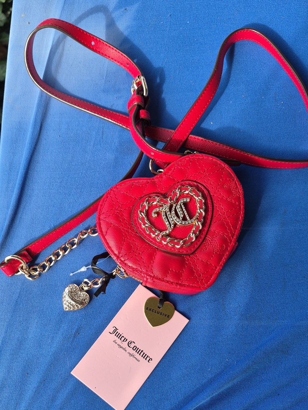 JUICY COUTURE ❤️ V-CHAIN MY HEART ❤️ Zip Around Small Convertible Crossbody NWT